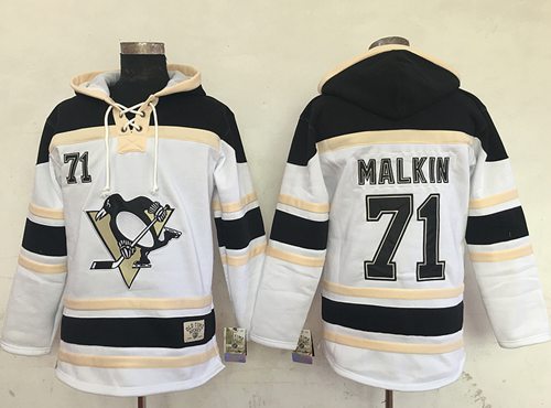 Penguins #71 Evgeni Malkin White Sawyer Hooded Sweatshirt Stitched NHL Jersey
